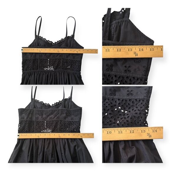 ULLA JOHNSON Celestia Broderie Anglaise Cotton Midi Dress, Black, Size 4, NWT - Picture 15 of 16
